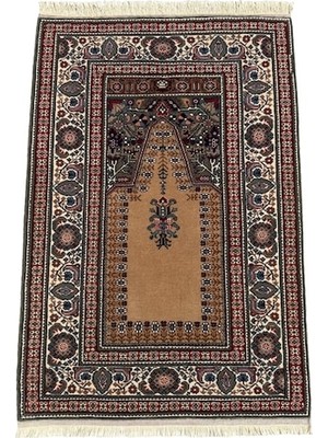 Burak Halı El Dokuma Sıfır Bünyan Halısı Seccade 90X135 Kök Boya %100 Yün Namazlık Deve Tüyü Renk