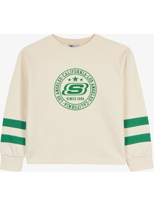 Skechers SK2610049 - B Lw Fleece Sweatshirt Büyük Erkek Çocuk Beyaz Sweatshirt SK2610049-3855