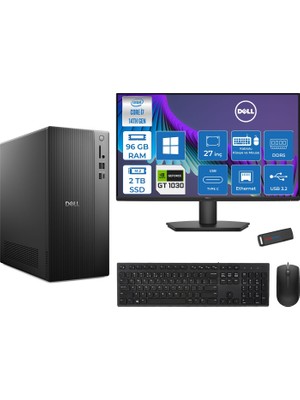Dell Tower Essential QVT1260 Intel® Core™ İ7-14700 96GB Ddr5 2tb SSD 4GB/GT1030  WIN11PRO +27" Fhd Monitör Tower Masaüstü Bilgisayar 27BTO01400721P34+ZETTAUSBBELLEK