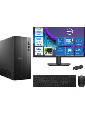 Dell Tower Essential QVT1260 Intel® Core™ İ7-14700 80GB Ddr5 512GB SSD 4GB/GT1030  Freedos +27" Fhd Monitör Tower Masaüstü Bilgisayar 27BTO01400721F27+ZETTAUSBBELLEK