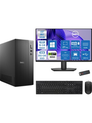 Dell Tower Essential QVT1260 Intel® Core™ İ7-14700 16GB Ddr5 512GB SSD 6GB/RTX3050 WIN11PRO +27" Fhd Monitör Tower Masaüstü Bilgisayar 27BTO01400723P02+ZETTAUSBBELLEK