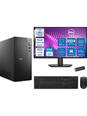 Dell Tower Essential QVT1260 Intel® Core™ İ7-14700 128GB Ddr5 2tb SSD Intel® UHD Graphics 770 Freedos +27" Fhd Monitör Tower Masaüstü Bilgisayar 27BTO014007F39+ZETTAUSBBELLEK