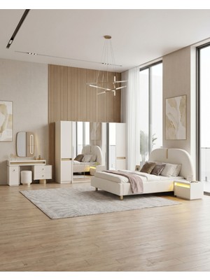 Velura Home & Living Bern 6 Kapaklı (4 Aynalı Dolap) Yatak Odası Takımı