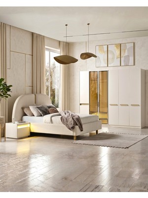 Velura Home & Living Bern 6 Kapaklı (2 Reflekte Camlı Dolap) Yatak Odası Takımı
