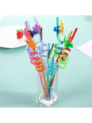 4 Adet Kıvrımlı Plastik Pipet, Çocuklar Için Eğlenceli Figürlü Tasarım, Renkli ve Dayanıklı Içecek Aksesuarları (4)