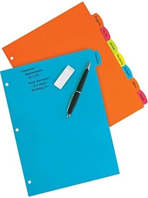 Big Tab 21210 Ayırma Sayfası, Sağlam Plastikten, 8 Kayıt Kartı, Çok Renkli, 3 Set