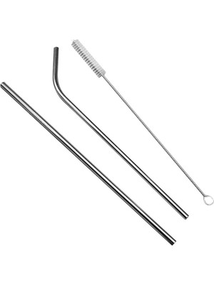 Metal Pipet Seti, Paslanmaz Çelik, Temizleme Fırçası Dahil, 2 Adet