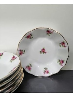 Porselen 12'li Pembe Çiçek Çay Tabak 11 CM(12ADET) 8697635522938