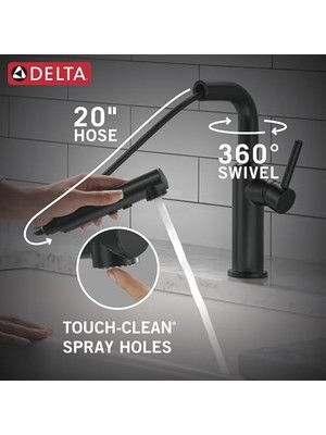 Musluk Daneri Pull-Out Mutfak Bataryası, Pull-Out Püskürtücülü Siyah Mutfak Bataryaları, Mutfak Lavabo Bataryası, Manyetik Yerleştirme ile Mutfak Lavabo Bataryası, Mat Siyah 16879-BL-DST