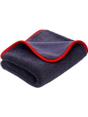1200GSM Süper Su Emici Özellikli Mikrofiber Araç Kurulama Havlusu 50X70 Cm, Orta Boy Çift Katlı Araç Kurutma ve Torpido Silme Bezi (Kırmızı-Gri)