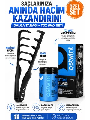 hugin sho Mucizevi Tarak Toz Wax  Seti 2 'li Hacim Veren Sabitleyen Set