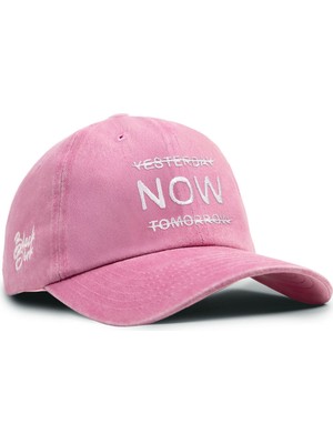 BlackBörk Yesterday Now Tomorrow Nakışlı Vintage Beyzbol Toz Pembe Şapka