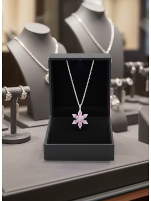 Anka Mücevherat Işıklı Kutuda 925 Ayar Gümüş Lotus Kadın Kolye (Pudra)