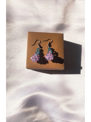 Kristal Taşlı Boncuk Küpe,el Yapımı, Mor Sallantılı Küpe,miyuki Boncuk Küpe, Handmade