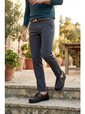 Ayakkabı Fuarı Elit SLDEX01C Erkek Hakiki Deri Casual Ayakkabı Siyah - Kahverengi