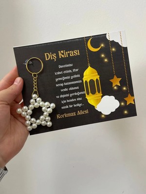 10 Adet Ramazan, Kadir Gecesi Hediyeliği Inci Yıldız Anahtarlı Kart Iftar, Diş Kirası Hediyeliği
