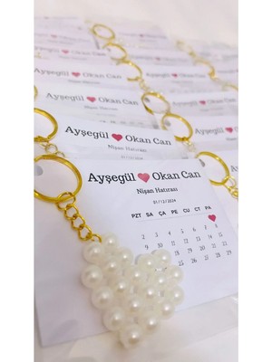 Incili Kalpli Hediyelik Anahtarlık Söz/nişan/nikah/doğum Günü/kına 15 Adet