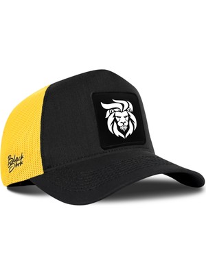 BlackBörk Aslan Logolu Cordura Siyah-Sarı Trucker Şapka