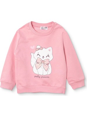 Hellobaby Kız Bebek Sweatshirt Hayvan Baskılı Bisiklet Yaka Long Sleeve