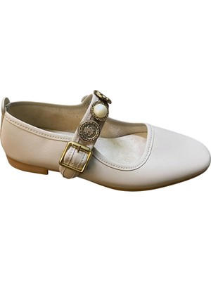 Shoes Kadın Düz Ince Taban Tura Lastik Detaylı Babet