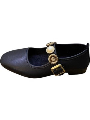 Shoes Kadın Düz Ince Taban Tura Lastik Detaylı Babet