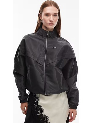 Nike Sportswear Windrunner Womens Shine Oversized Jacket Bol Kesim Kadın Günlük Ceket Siyah