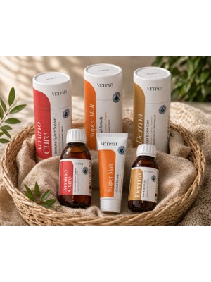 Vetpati Skin & Coat Care Trio – Kedi & Köpekler Için Deri ve Tüy Sağlığı Destek Seti | Amino Cure, Derma, Super Malt