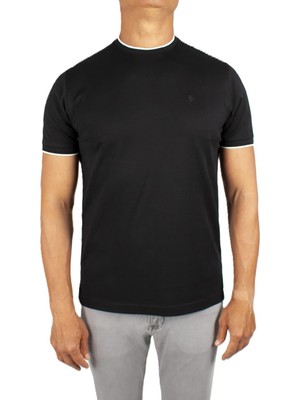 Formenti Erkek Sıfır Yaka Kısa Kollu %100 Pamuk T-Shirt 1543 Siyah