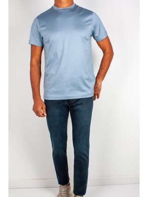 Formenti Erkek Bisiklet Yaka %100 Pamuk T-Shirt FSP-502 Mavi