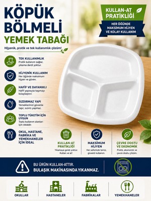 3 Gözlü Tabldot Köpük Tabak 200'LÜ