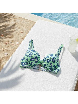 Bonbon Kadın Plaj Giyim Yeşil Renk Desenli Bikini Üst BB2569