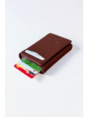 CLASSBAG Mekanizmalı Otomatik Kızaklı Kartlıklı Taba Renk Erkek Cüzdanı (7cm x 10CM)