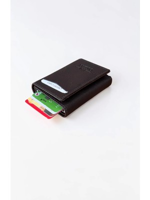 CLASSBAG Mekanizmalı Otomatik Kızaklı Kartlıklı Kahverengi Erkek Cüzdanı (7cm x 10CM)