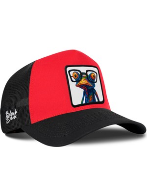 BlackBörk Bukalemun Logolu Siyah-Kırmızı Trucker Şapka