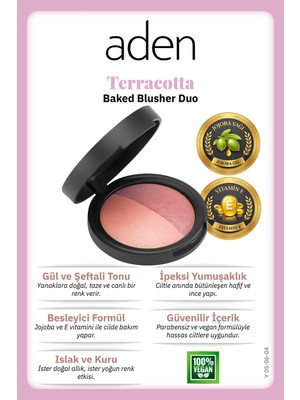 Aden Terracotta Baked Blusher Duo - Terracotta Allık Ikilisi