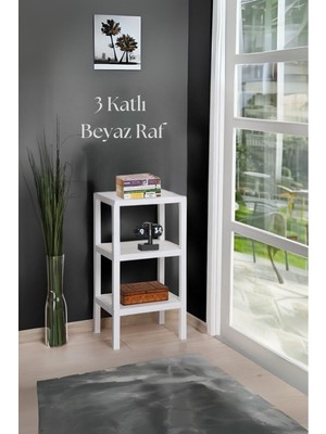 3 Katlı Beyaz Raf Kitaplık & Banyo Düzenleyicisi 73,5 CM-BRNS0048