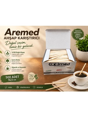 500'LÜ Aramed Ahşap Çay Kahve Karıştırma Çubuğu (Tek Kullanımlık)