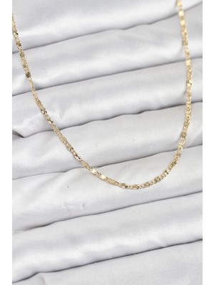 cm 14K Gold Renk Lazer Ince Zincirli Kadın Kolye 5886