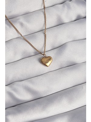 316L Çelik Gold Renk Kalp Model Love Kolye 5886