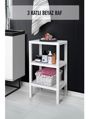 3 Katlı Beyaz Raf Kitaplık & Banyo Düzenleyicisi 73,5 cm