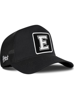 BlackBörk E Harf Logolu Siyah Trucker Şapka