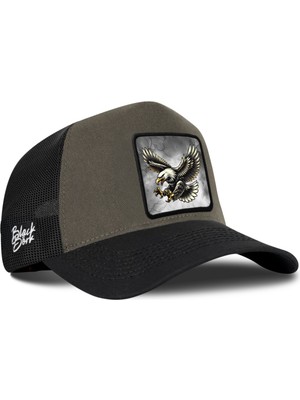 BlackBörk Kartal Logolu Siyah-Haki Trucker Şapka