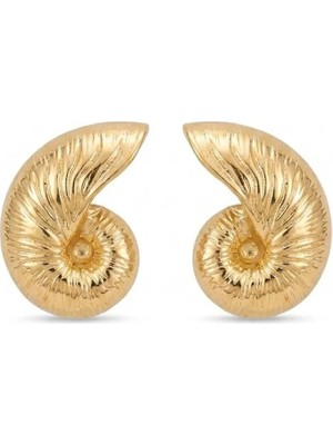 Merve Takı Tırtık Desenli Salyangoz Gold Küpe