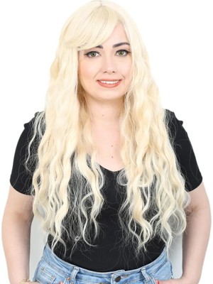 Renas Store Perçemli Uzun Su Daası Fiber Sen Peruk / Platin