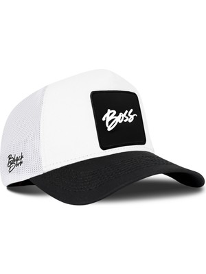 BlackBörk Boss Logolu Unisex Siyah Siperli-Beyaz Şapka (Cap)