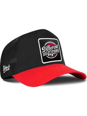 BlackBörk Different Wrong Logolu Kırmızı-Siyah Trucker Şapka