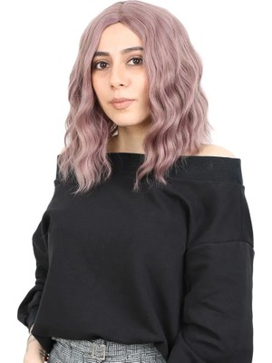 Renas Store Fiber Sen Kısa Daalı Perçemsiz Peruk / Gül Kurusu