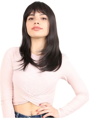 Renas Store Düz Perçemli Orta Boy Fiber Sen Peruk / Kahverengi