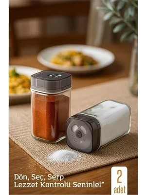 Renas Store Cam Tuzluk Baharatlık – 360° Döner Kapaklı | 3 Delik Tipiyle Ayarlanabilir Akış   2 Adet 722179