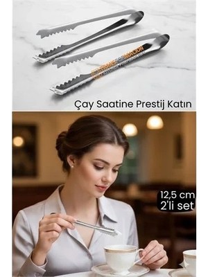 Renas Store 2 'li Paslanmaz Çelik Şeker Maşası - Profesyonel Sunum ve Servis Maşası Seti - 12.5 cm